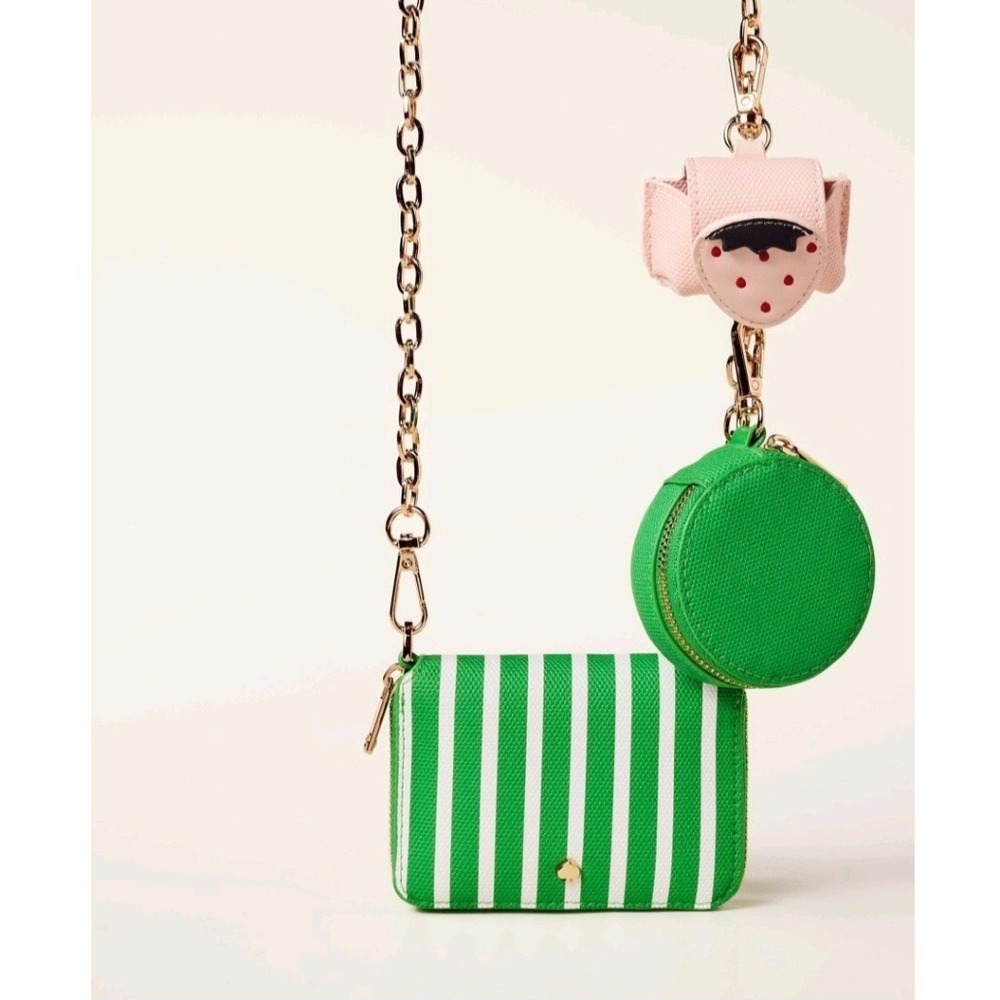 Kate Spade New York xTarget AirPods Pro Case Wallet Chain Set Green White Stripe